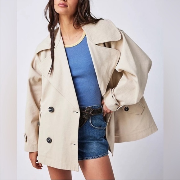 Free People Jackets & Blazers - FREE PEOPLE Tea Combo Highlands Solid Peacoat Size Large